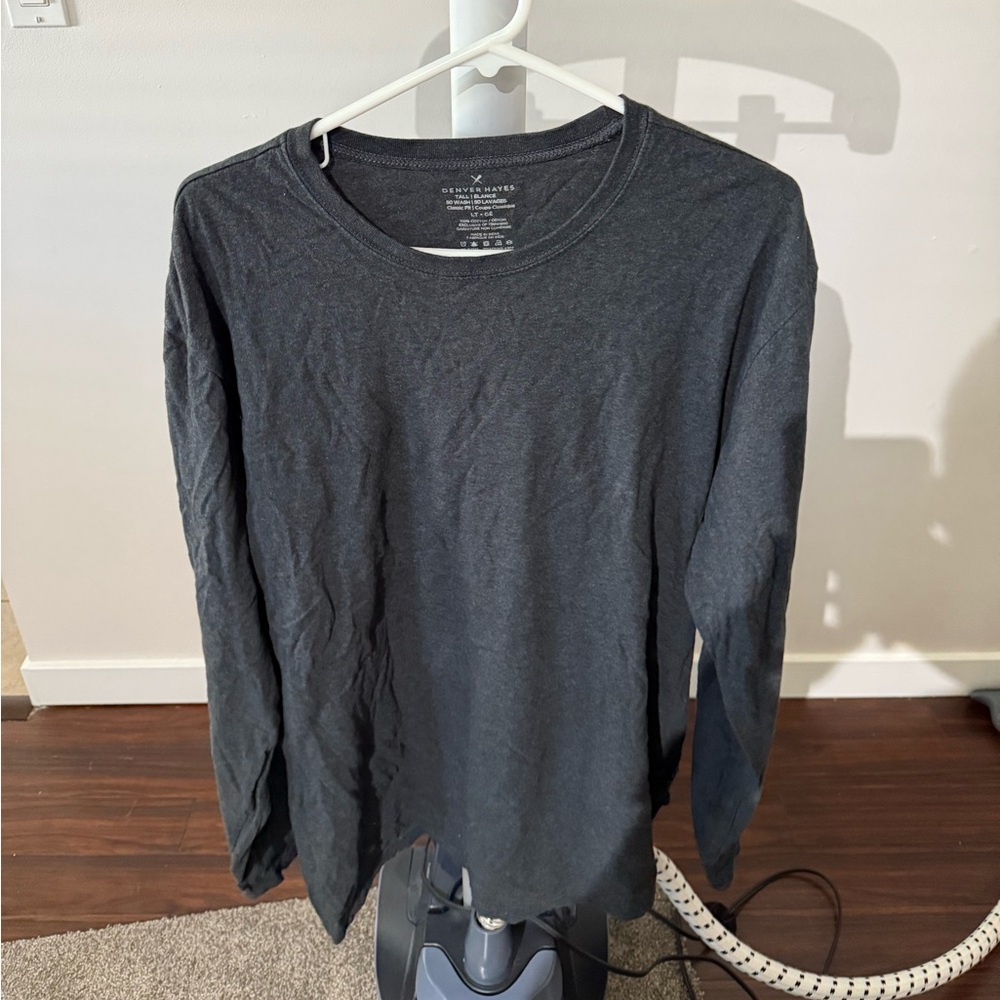 Denver Hayes Dark Grey Long Sleeve Tee Shirt